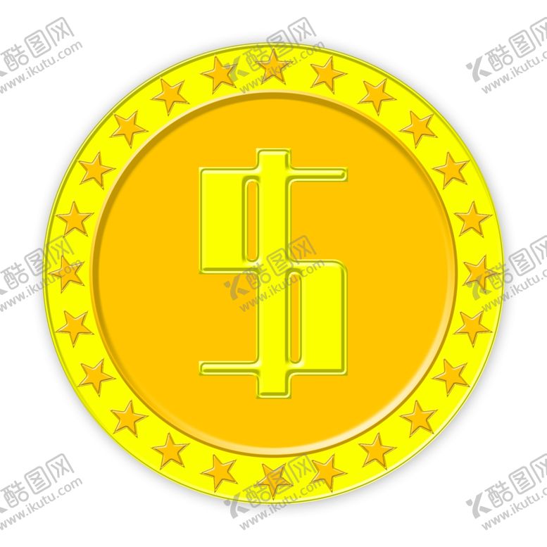 编号：47461907070707169702【酷图网】源文件下载-五角星橙黄色塑料金币