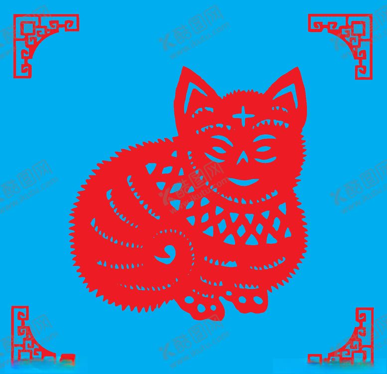 编号：42111910041626102850【酷图网】源文件下载-猫咪剪纸