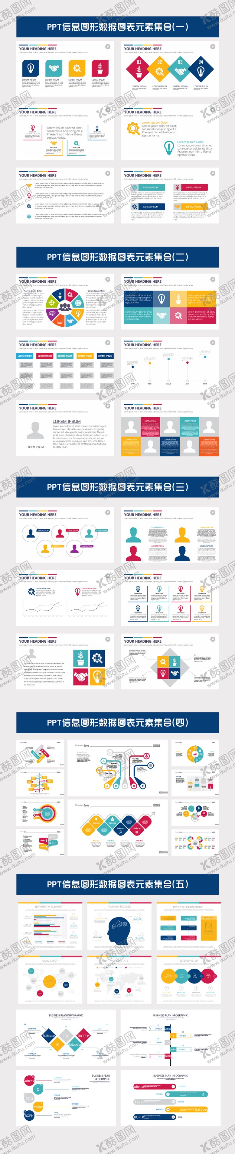 编号：79977906160035345889【酷图网】源文件下载-PPT信息图形数据图表元素集合