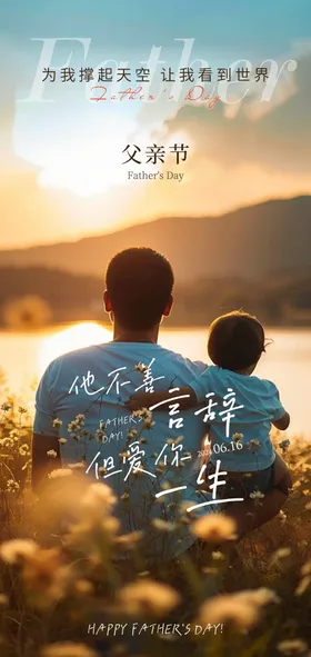 父亲节海报地产公历日子温馨
