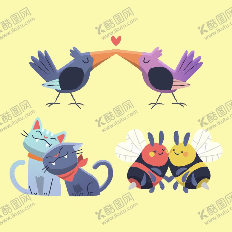 编号：17348609150338254685【酷图网】源文件下载-情人节动物装饰可爱
