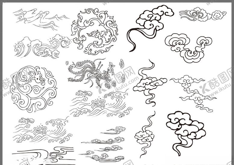 编号：30924209151514337616【酷图网】源文件下载-祥云凤凰矢量云彩花纹