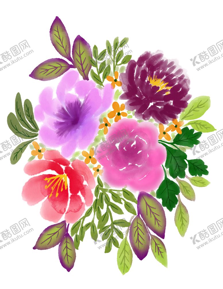 编号：93409310071038236890【酷图网】源文件下载-水彩花