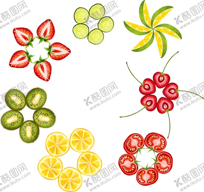 编号：68012704091919534984【酷图网】源文件下载-手绘水果草莓猕猴桃柠檬