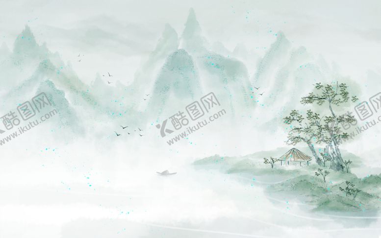 编号：08392409221158274302【酷图网】源文件下载-抽象绿色山水背景