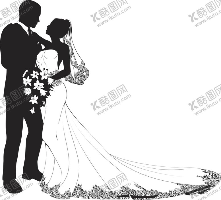 编号：18516604211813234238【酷图网】源文件下载-婚纱人物剪影