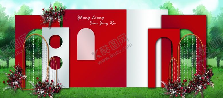 编号：44542504210707341703【酷图网】源文件下载-红白户外婚礼
