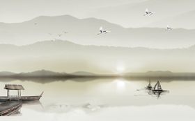 新中式水墨山水画