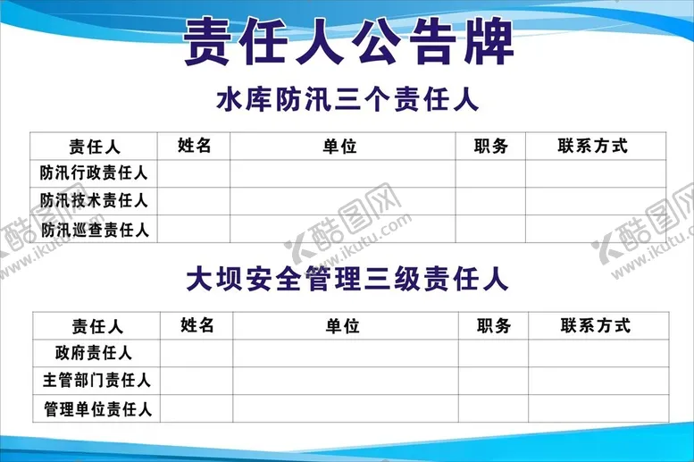 编号：35854802052347289310【酷图网】源文件下载-责任人公告牌