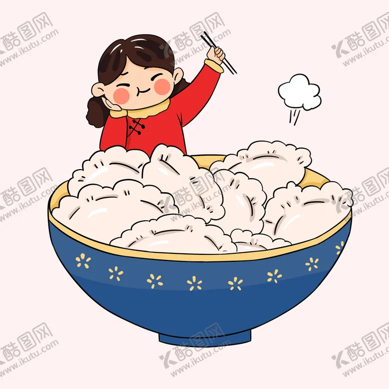 编号：69807109201736376402【酷图网】源文件下载-卡通手绘冬至节气吃饺子插画