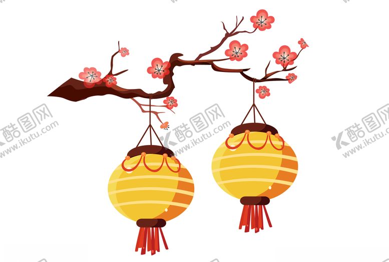 编号：82442210240223081702【酷图网】源文件下载-卡通梅花灯笼挂饰元素设计