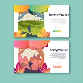 徒步旅行四季主题网页设计模板