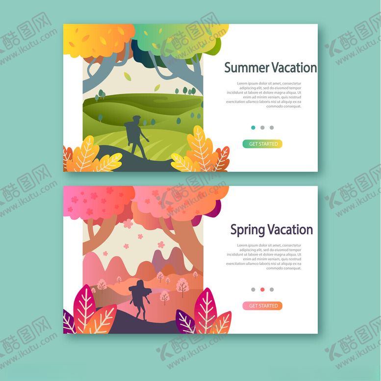 编号：99742011012313179577【酷图网】源文件下载-徒步旅行四季主题网页设计模板