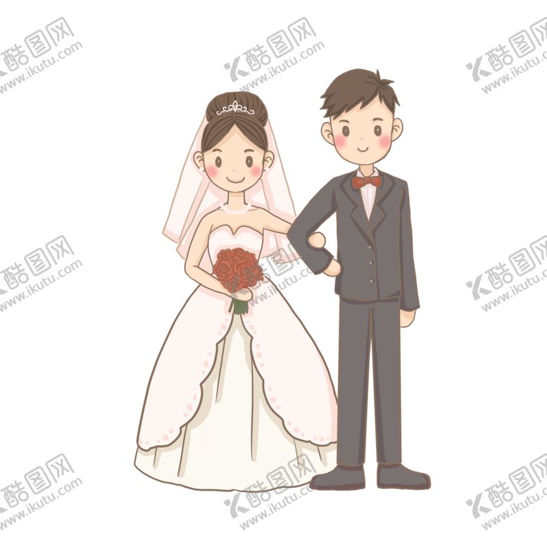 编号：59844609211851346927【酷图网】源文件下载-卡通新郎新娘