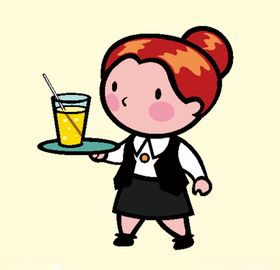 饭店餐厅服务员卡通人物形象
