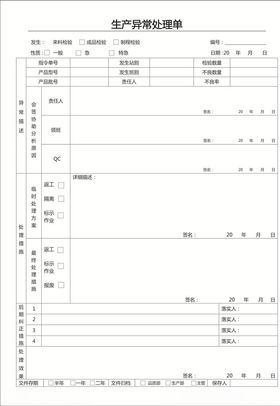 生产异常处理单