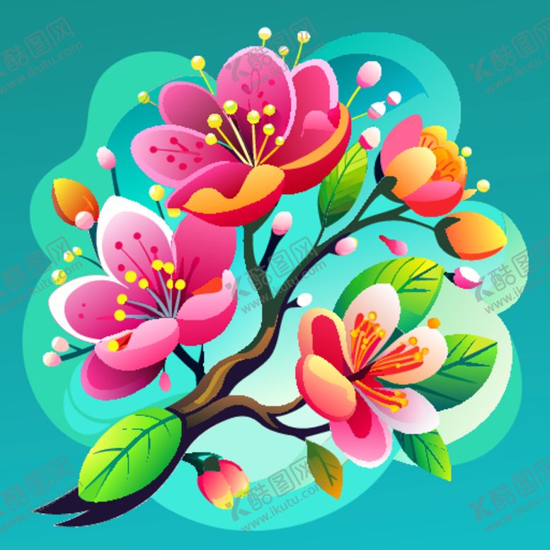编号：32917712182249588568【酷图网】源文件下载-简洁的彩色节日素材桃花