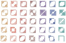 角花多彩手绘风格边框图案集