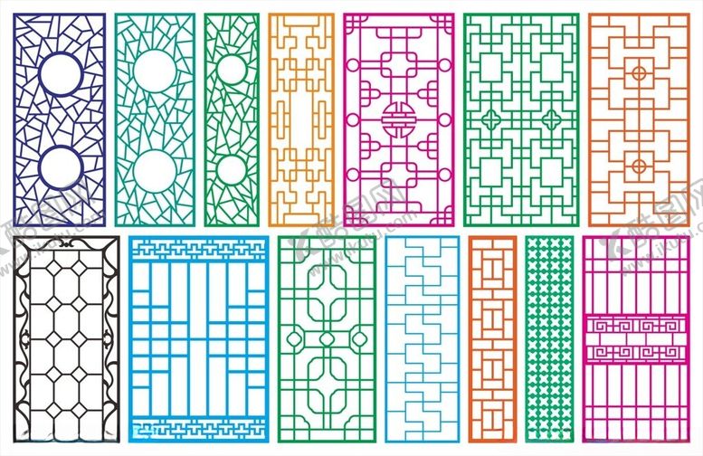 编号：46660810120850014217【酷图网】源文件下载-窗花镂空花纹屏风隔断雕花