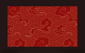 中式红底云纹传统图案