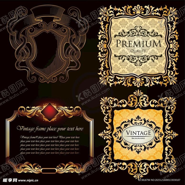 编号：31145112221125164420【酷图网】源文件下载-复古华丽装饰性边框设计