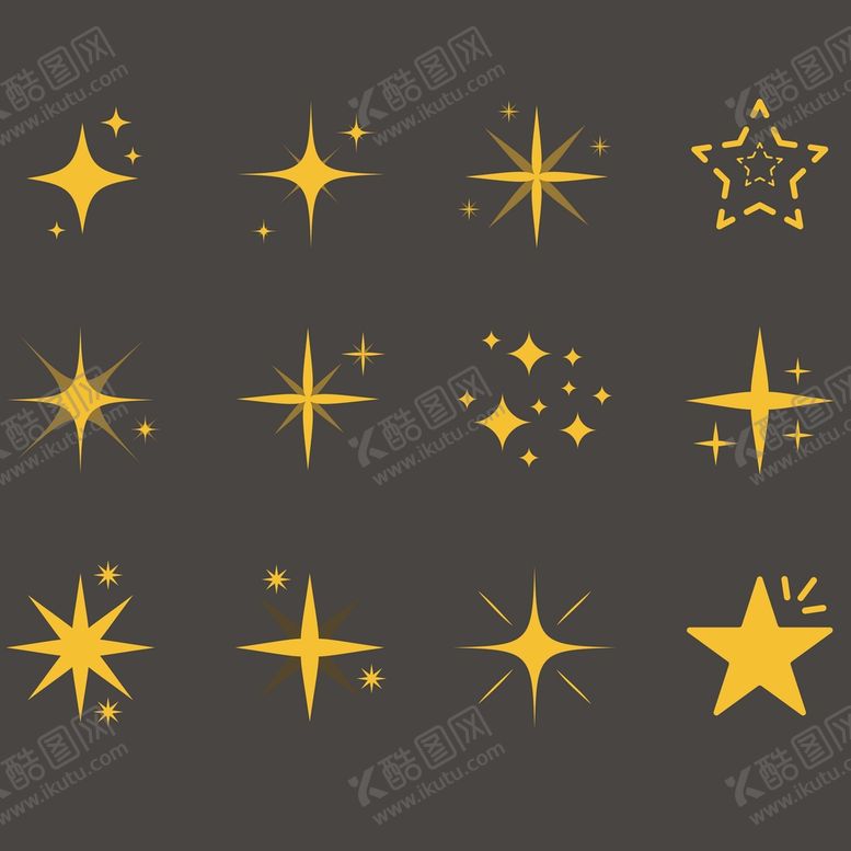 编号：47256809261514586150【酷图网】源文件下载-矢量金色星星装饰元素