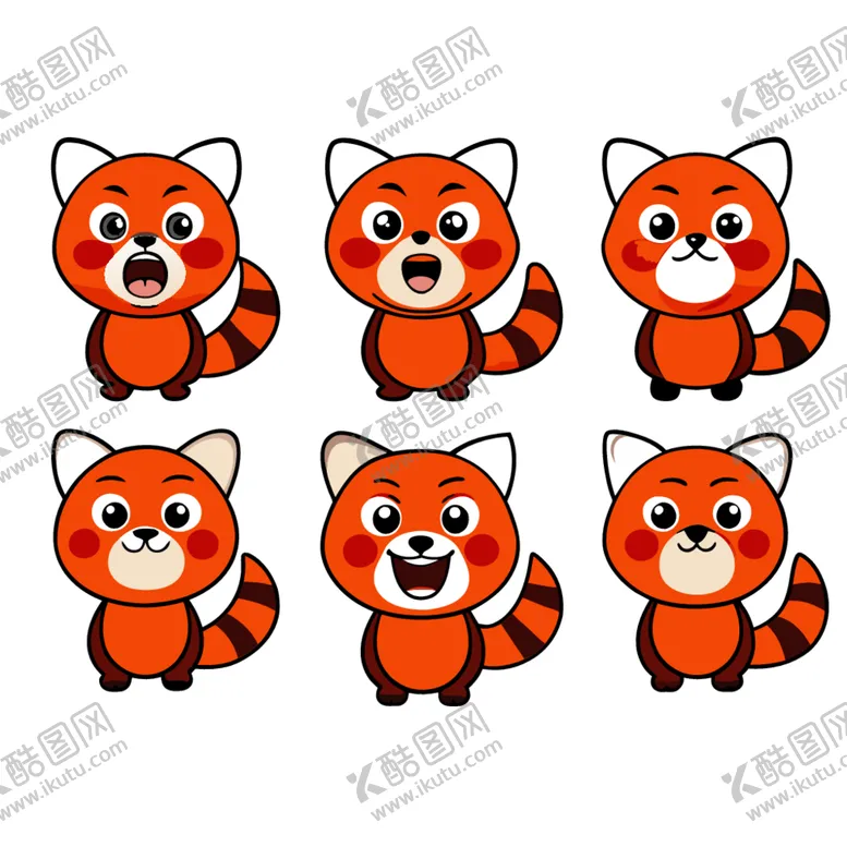 编号：41403402251743432743【酷图网】源文件下载-小熊猫不同情绪状态的组合