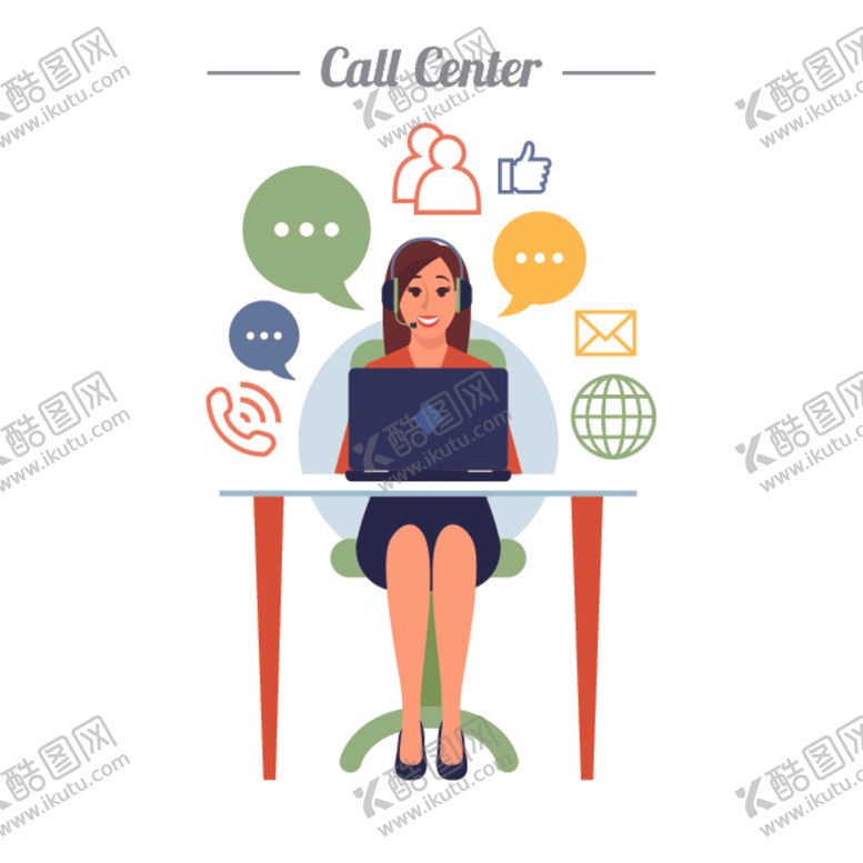编号：74375409281950435770【酷图网】源文件下载-卡通客服人员