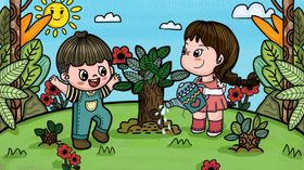 植树节插画展板宣传单背景