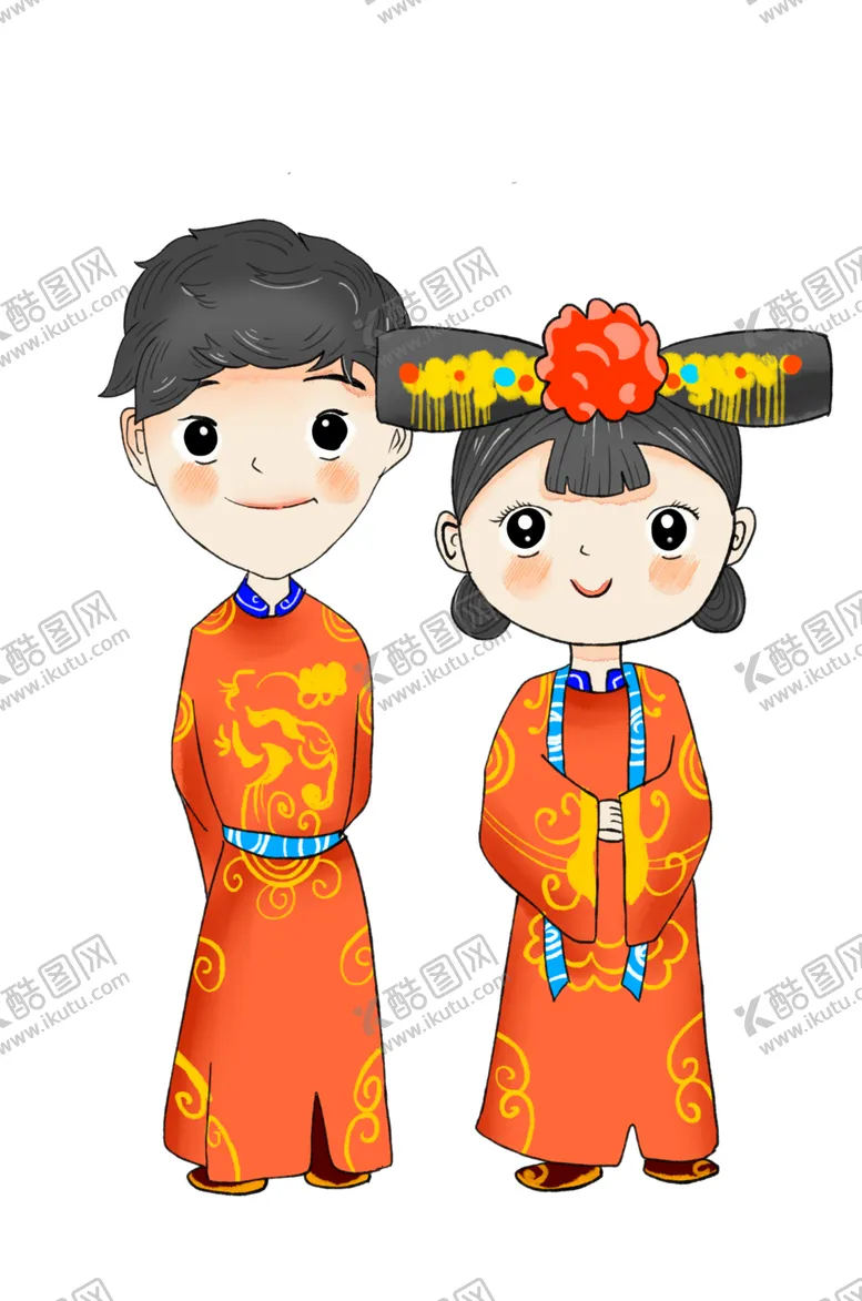 编号：35832805020648033918【酷图网】源文件下载-卡通新郎新娘PNG免扣素材