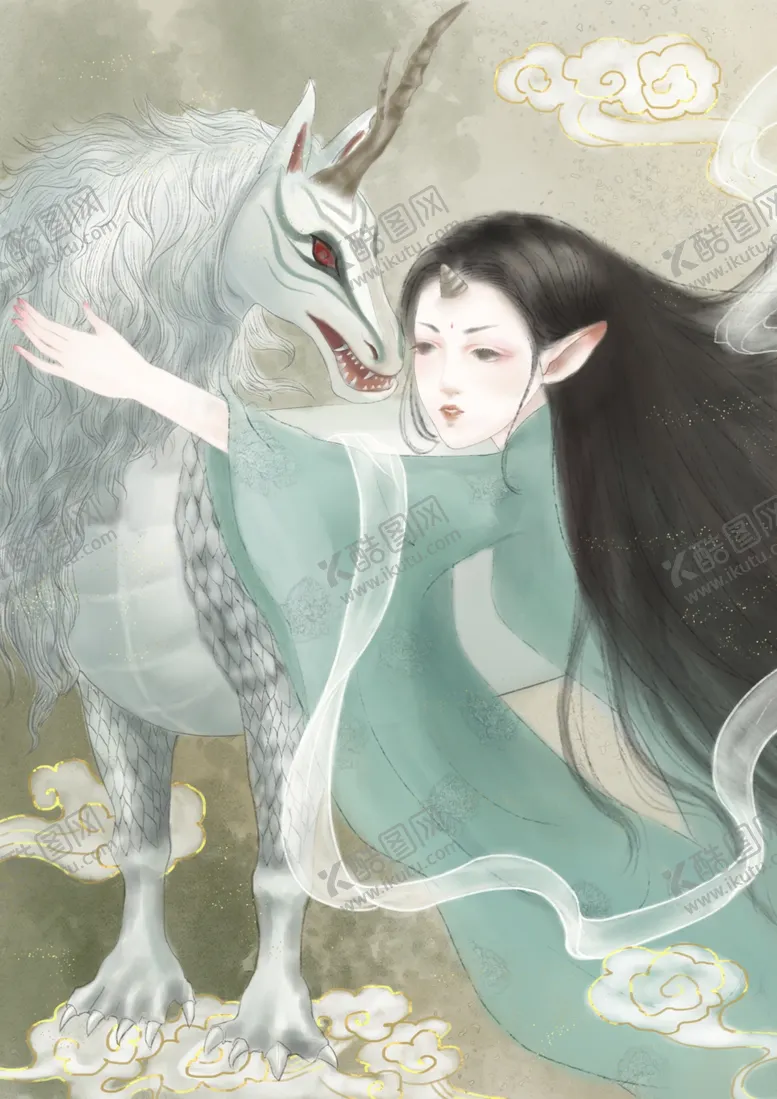 编号：51466606231802199128【酷图网】源文件下载-山海经人物古风传统插画背景