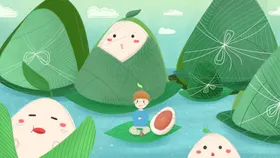 端午节插画手绘粽子背景包粽子