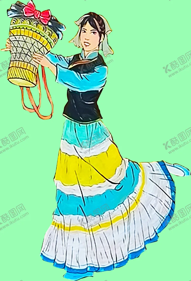 编号：79142607031444378896【酷图网】源文件下载-彝族美女图案
