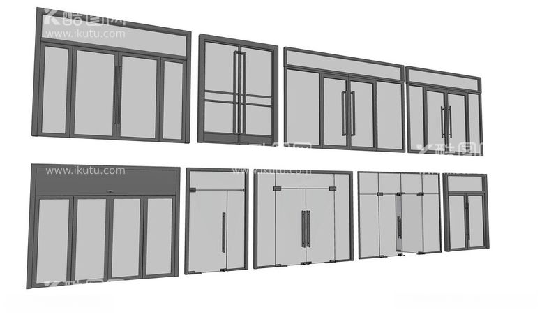 编号：14923512152212421587【酷图网】源文件下载-玻璃双开门模型