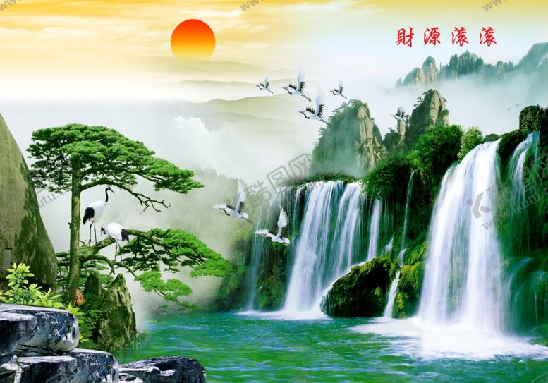 编号：55413105181616376683【酷图网】源文件下载-山水画背景墙