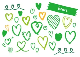 手绘多彩爱心图案集合