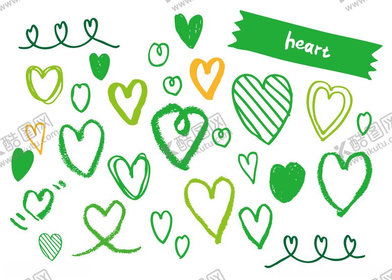 编号：41184611251239179359【酷图网】源文件下载-手绘多彩爱心图案集合