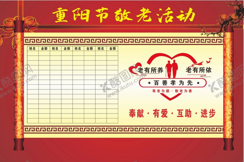 编号：89441501201536014157【酷图网】源文件下载-重阳节敬老捐款名单