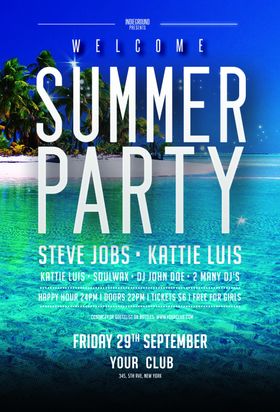 夏季海边沙滩活动派对传单