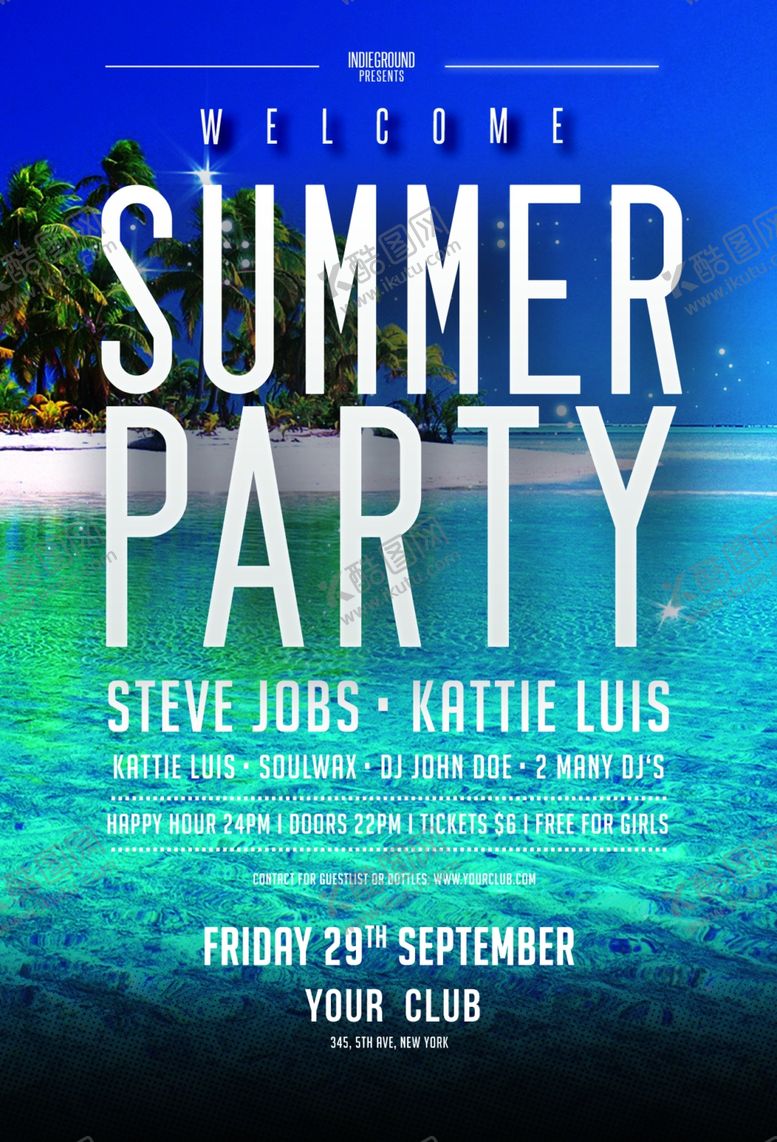 编号：76052510280828252500【酷图网】源文件下载-夏季海边沙滩活动派对传单