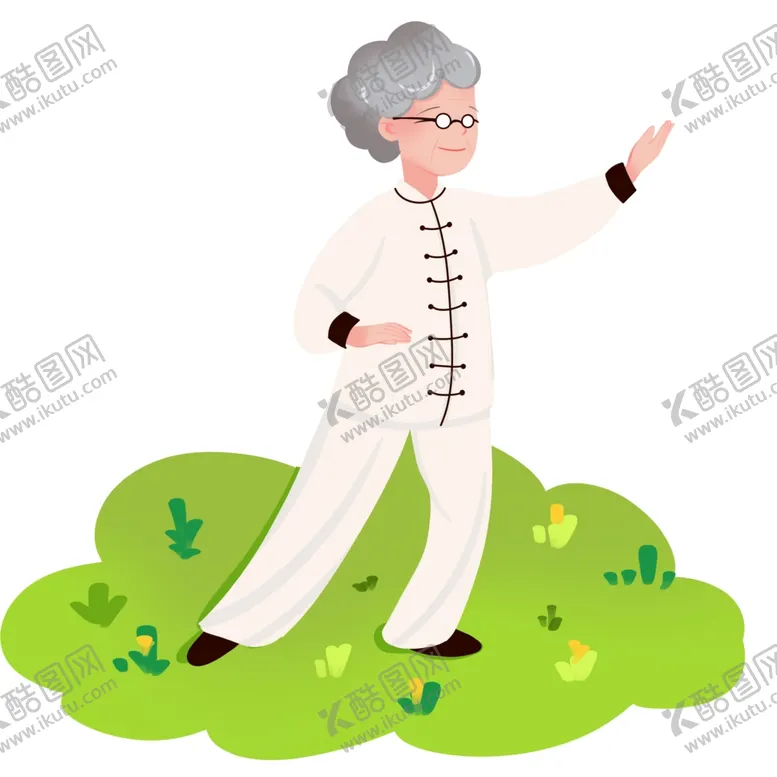 编号：25393512091502469451【酷图网】源文件下载-打太极的老奶奶