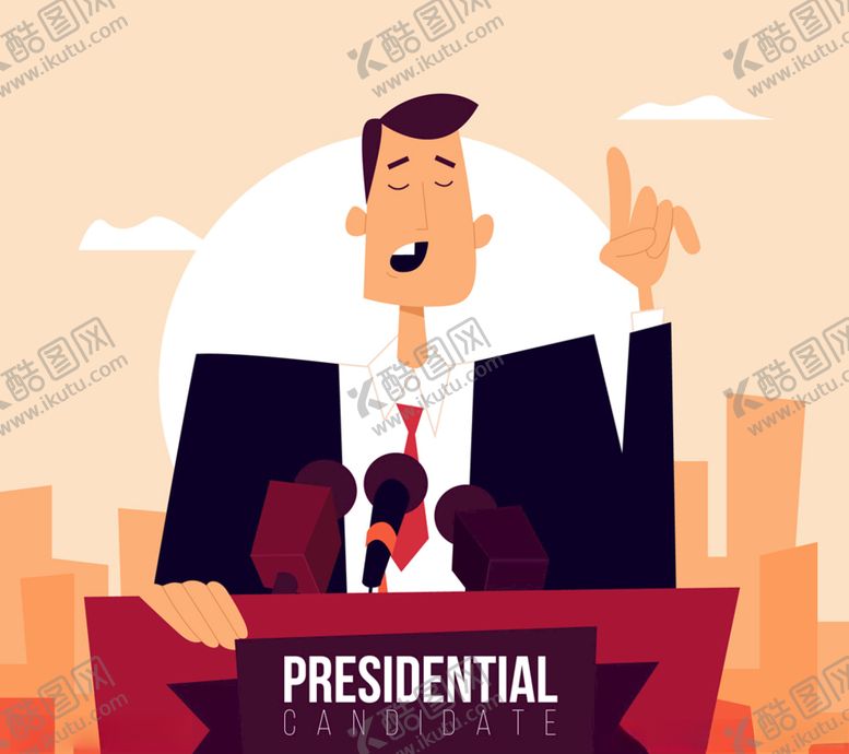 编号：47243810180325115920【酷图网】源文件下载-创意竞选演讲的男子设计矢量素材