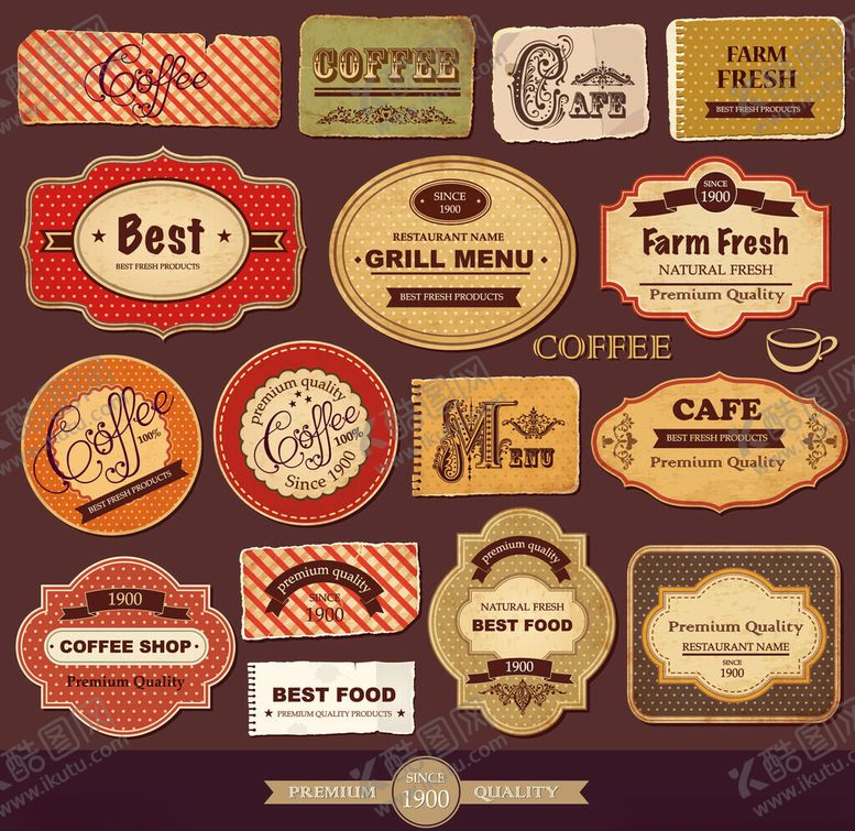 编号：24227304101958547514【酷图网】源文件下载-复古风格精美标签集合