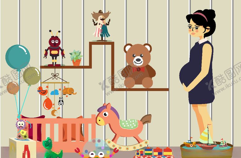 编号：96074107010713532492【酷图网】源文件下载-创意儿童房里的孕妇