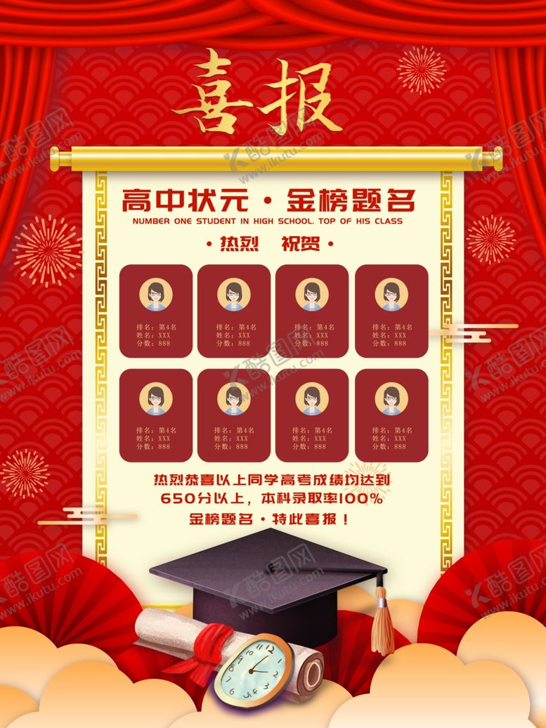 编号：50079111020635514231【酷图网】源文件下载-高考喜报