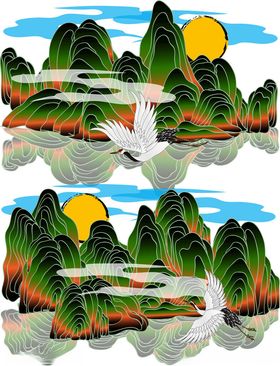 水墨山水风景插画