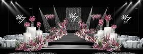 浪漫粉色系婚礼舞台布置