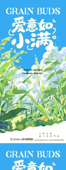 小满节气插画海报