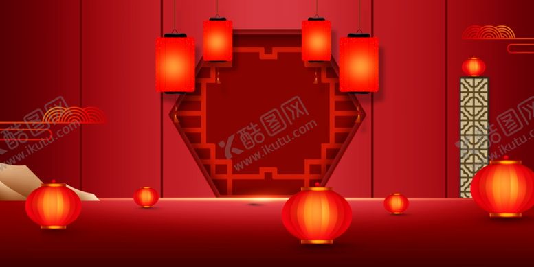 编号：48382009131210554608【酷图网】源文件下载-喜庆节日灯笼背景
