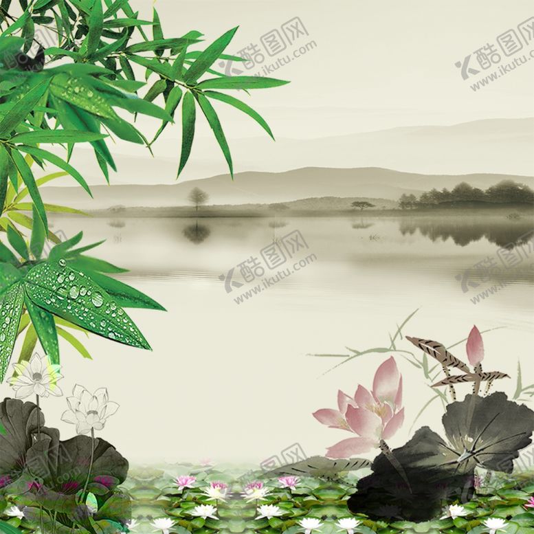 编号：87274410050414344954【酷图网】源文件下载-荷花池水墨画